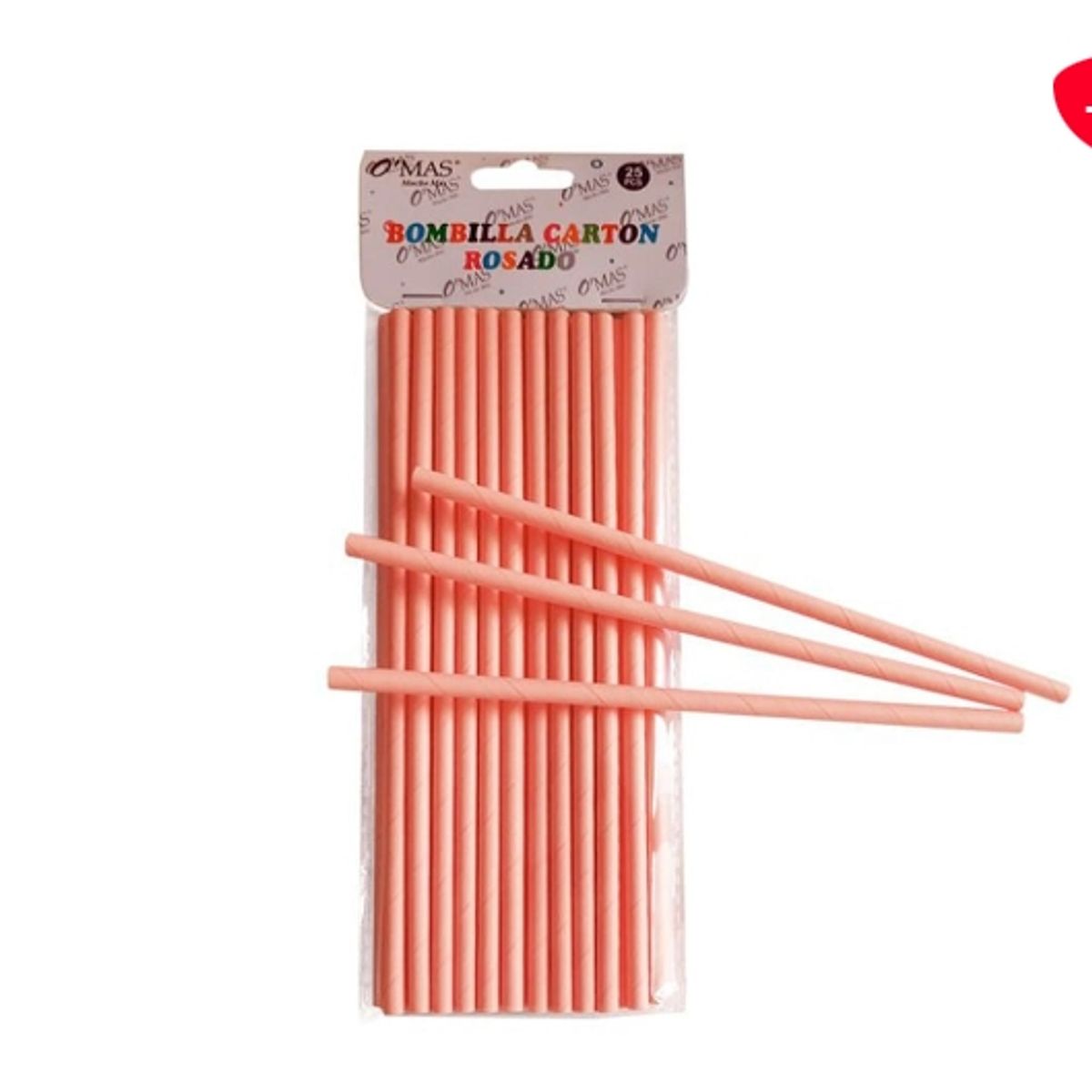 GENERICO - Bombilla Rosada 6*19CM 25 Unidades