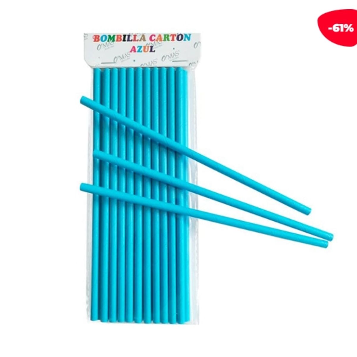 GENERICO - Bombilla Carton Azul 6*19CM 25 Unidades