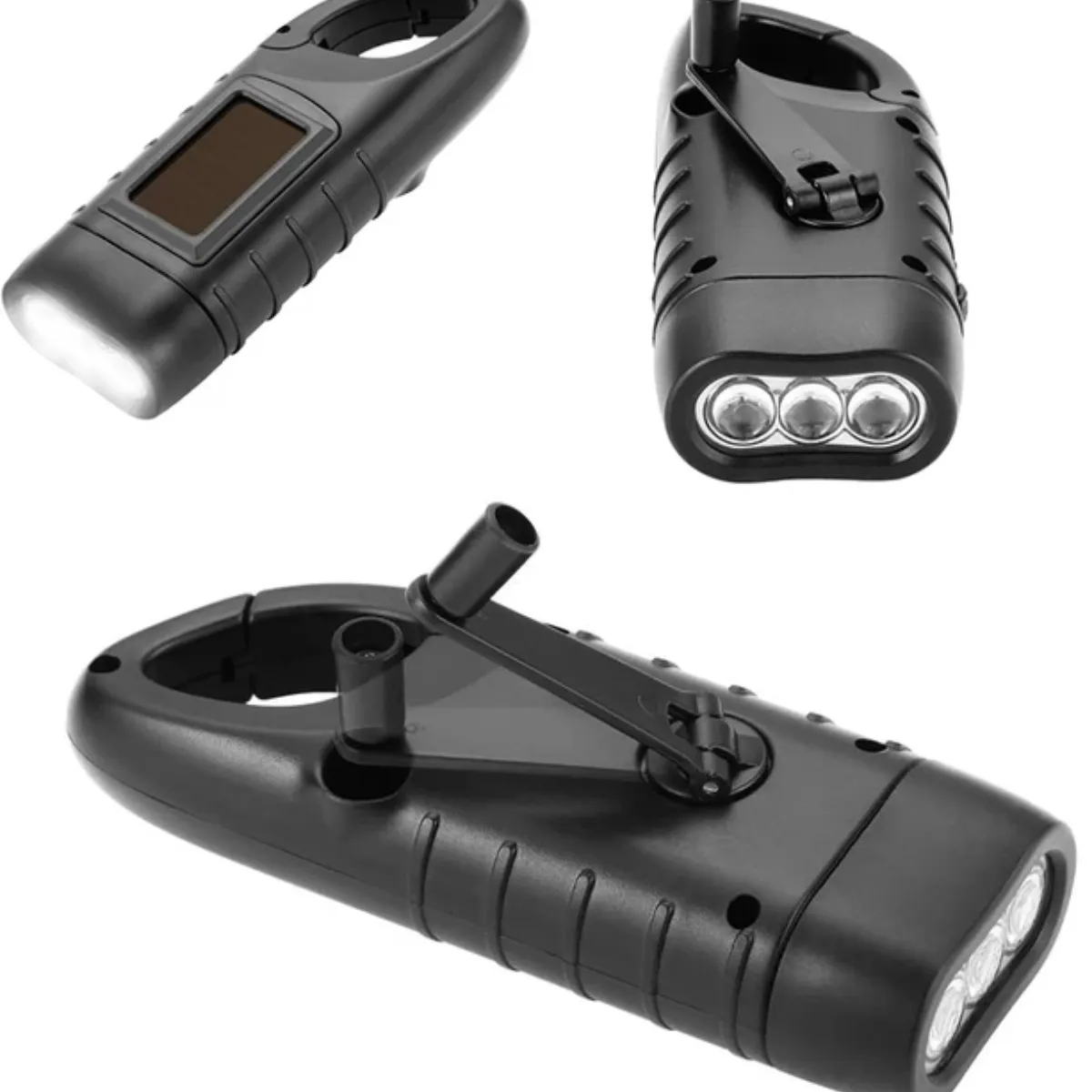 GENERICO - Linterna Recargable Con Dinamo Y Panel Solar Para Camping