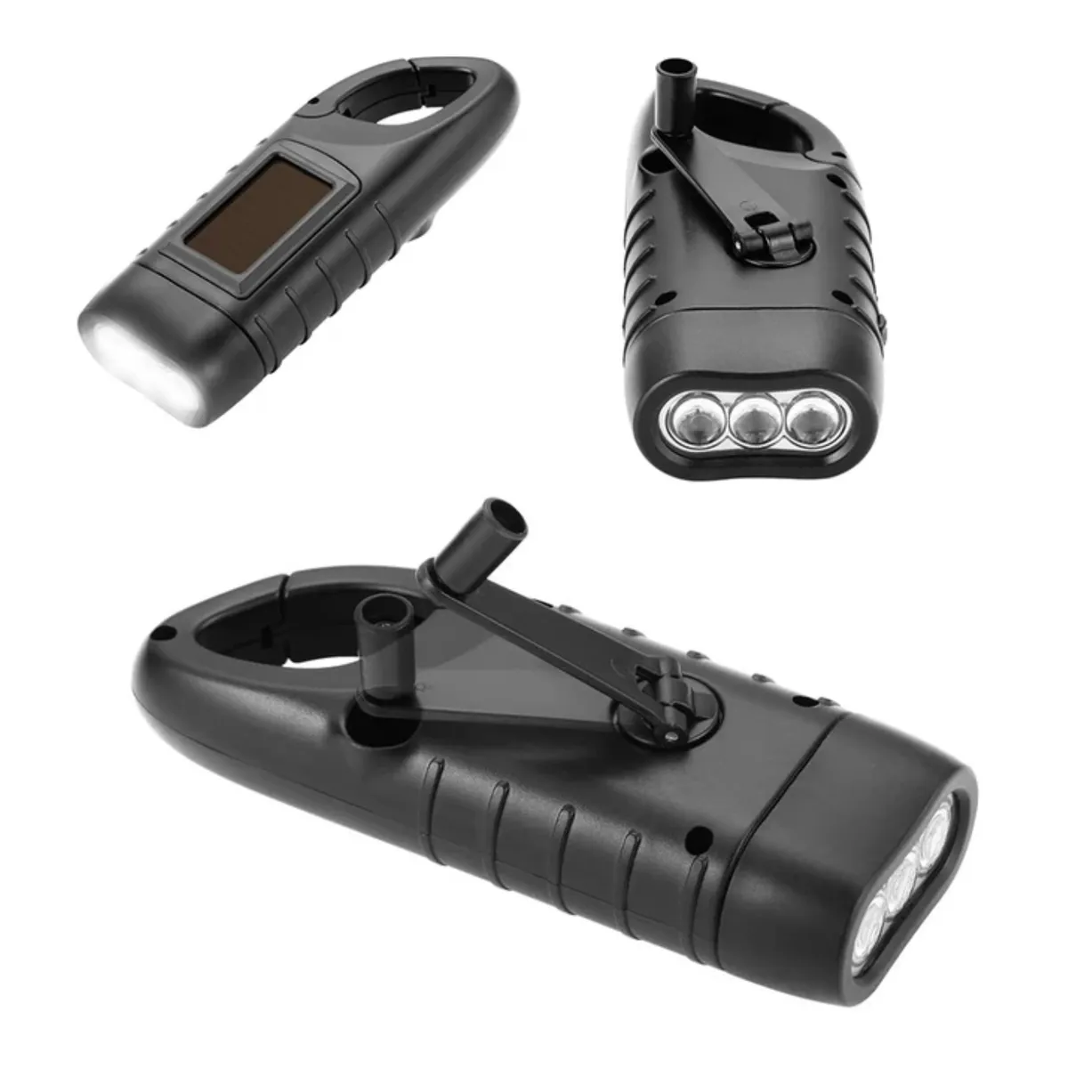 GENERICO - Linterna Recargable Con Dinamo Y Panel Solar Para Camping