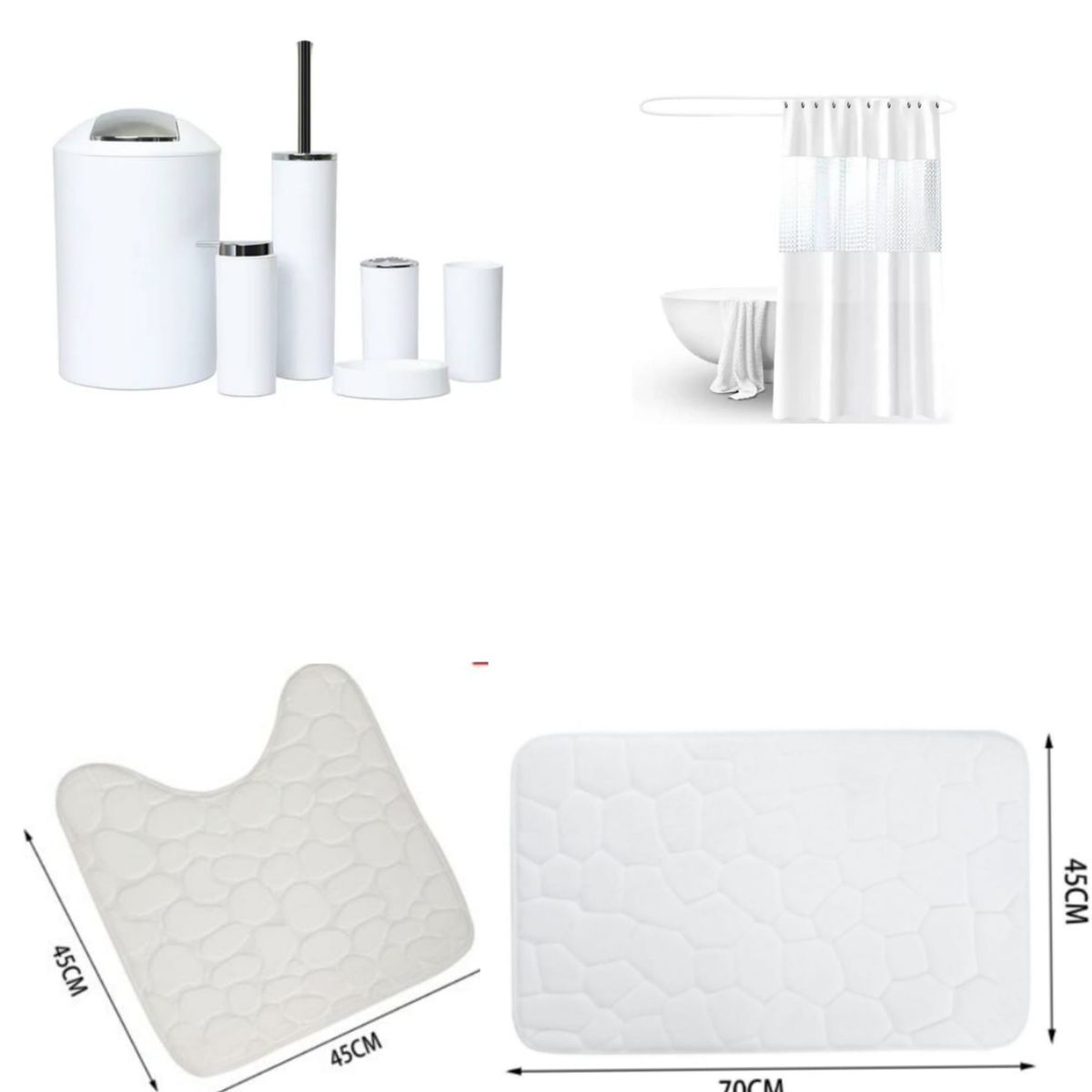 GENERICO - SET DE BAÑO COMBO ELEGANTE BLANCO