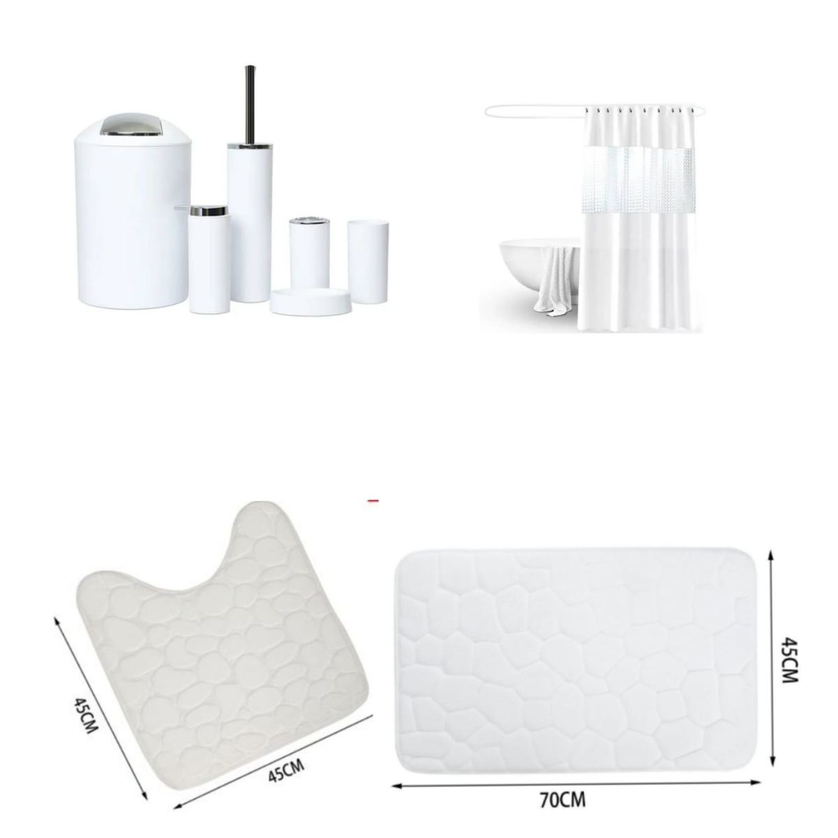 GENERICO - SET DE BAÑO COMBO ELEGANTE BLANCO