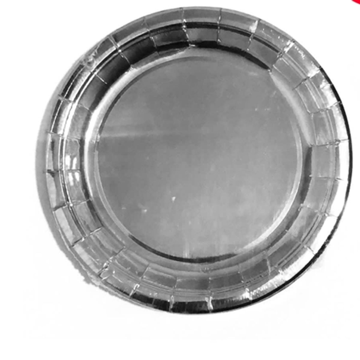GENERICO - Plato Carton Plateado 18*18CM 20 Unidades