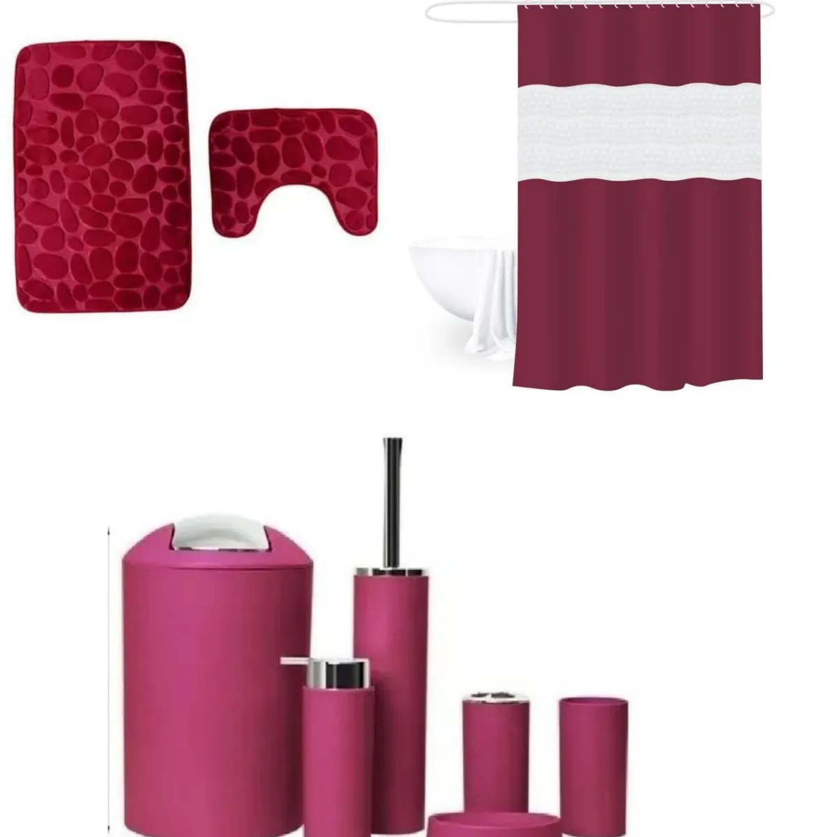 GENERICO - SET DE BAÑO COMBO ELEGANTE BURDEO