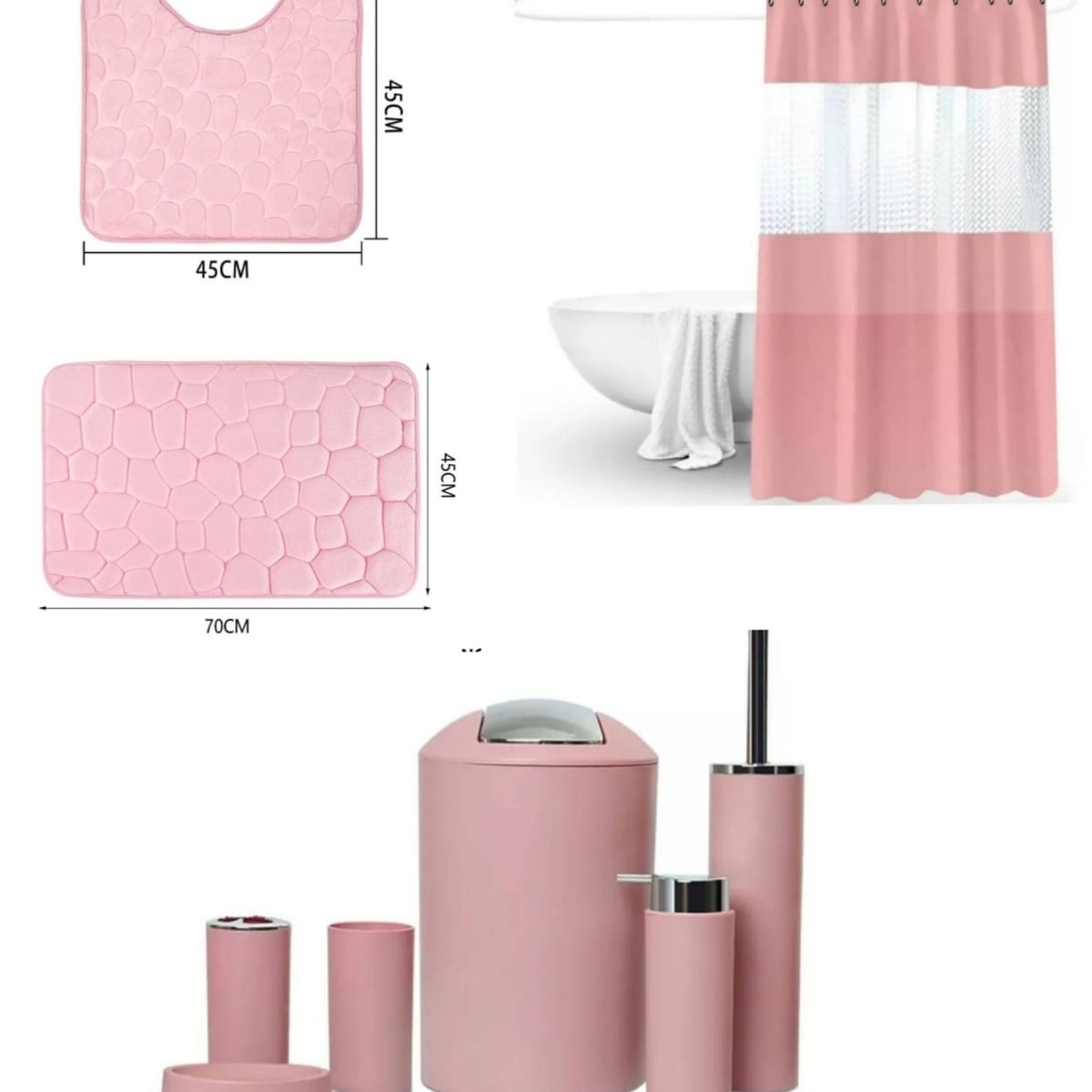 GENERICO - SET DE BAÑO COMBO ELEGANTE ROSADO