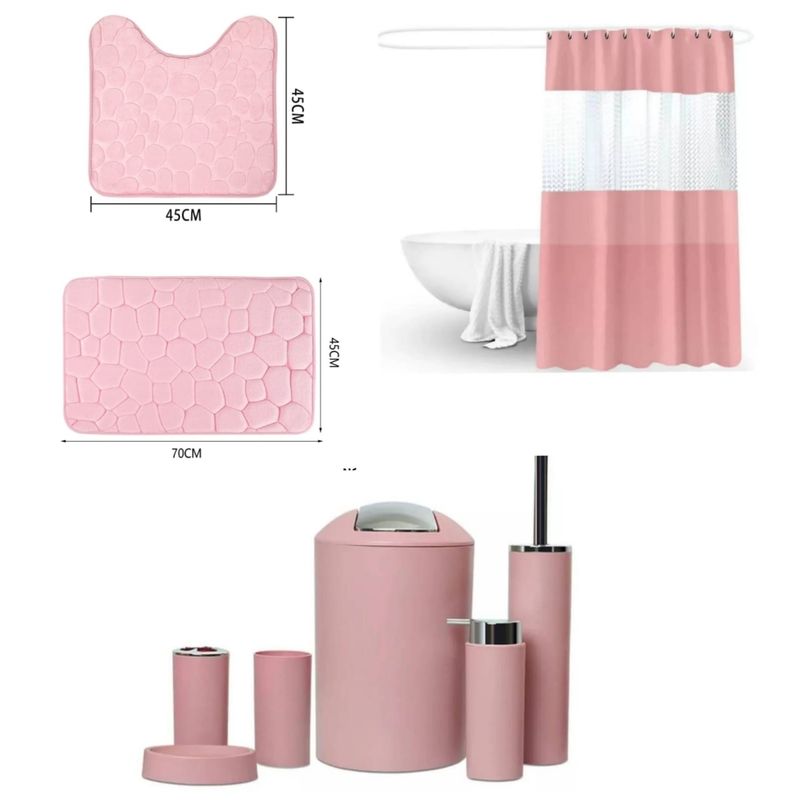GENERICO - SET DE BAÑO COMBO ELEGANTE ROSADO