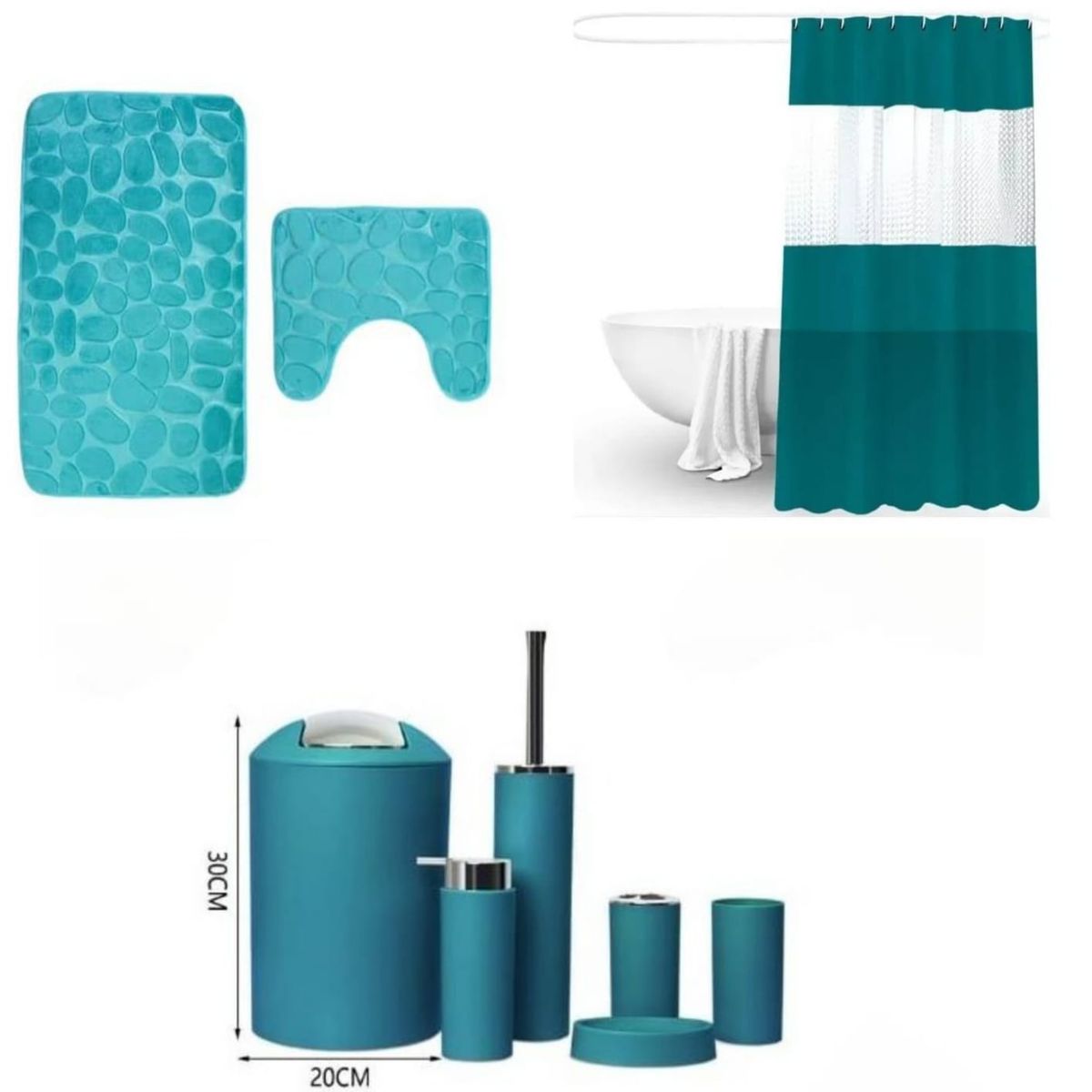 GENERICO - SET DE BAÑO COMBO ELEGANTE VERDE