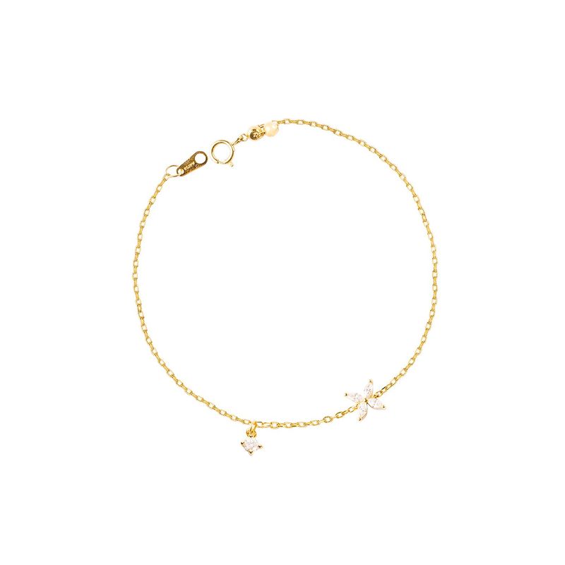 JB JOYAS BARON - Pulsera Oro Amarillo 18kt Diamantes de 22 Pts Flor