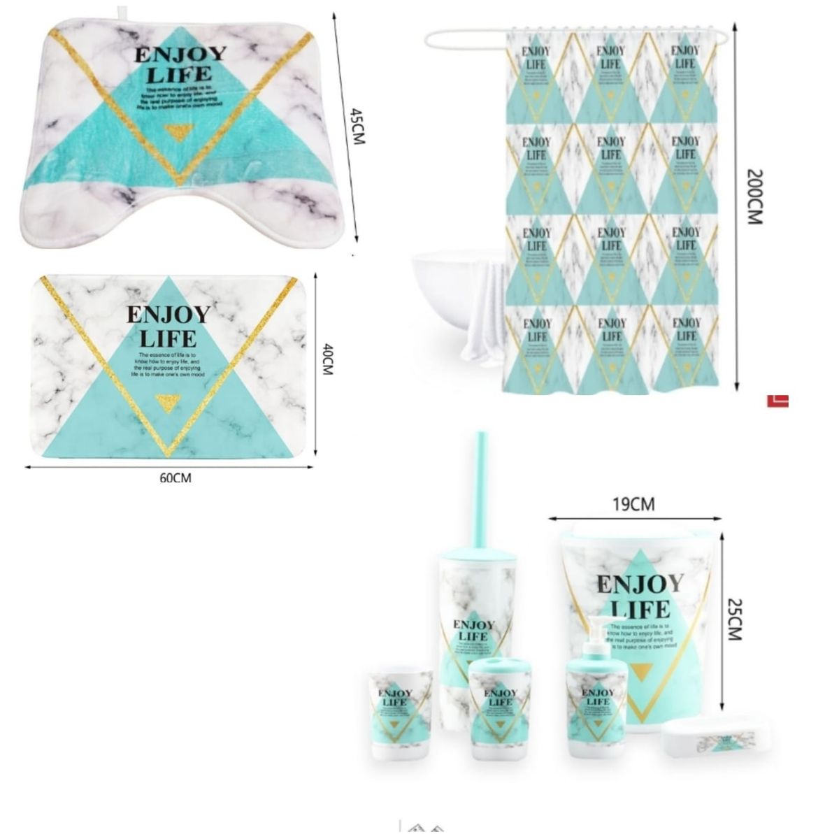 GENERICO - SET DE BAÑO COMBO ELEGANTE ENJOY LIFE