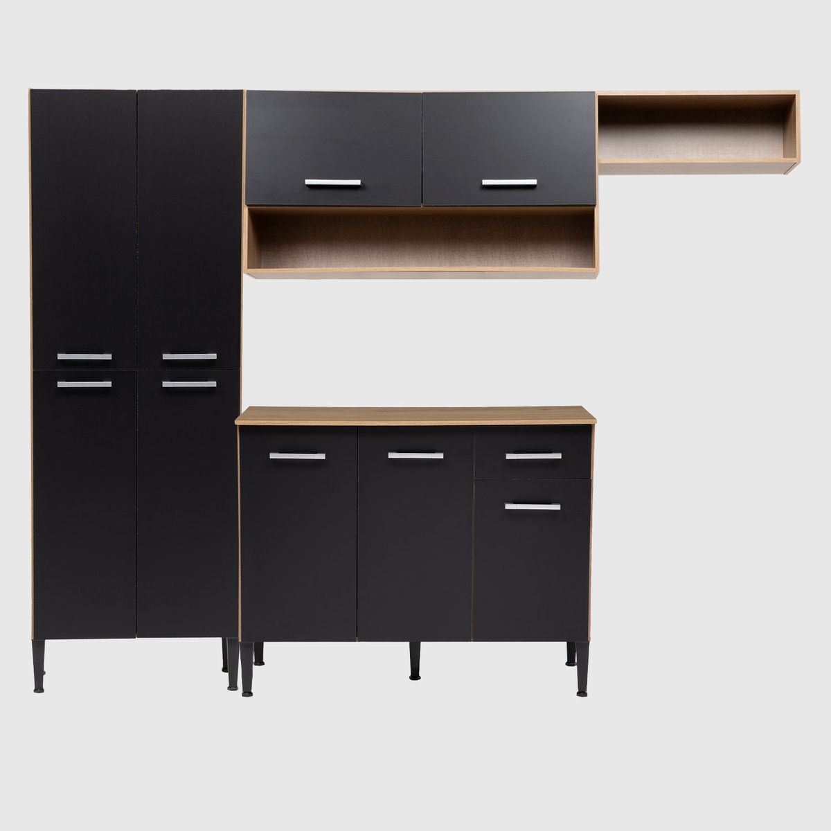 ROCA - Mueble De Cocina Arizona 4 Módulos Negro-Oak