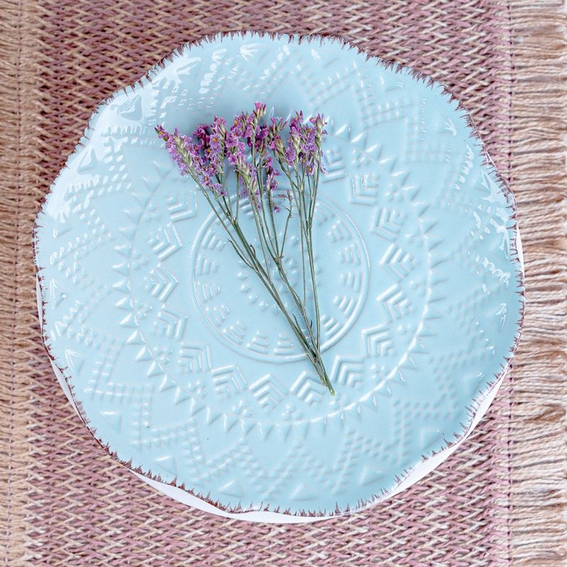 GENERICO - Plato de Entrada Flor Puntos Turquesa