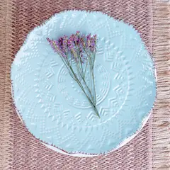 GENERICO - Plato de Entrada Flor Puntos Turquesa