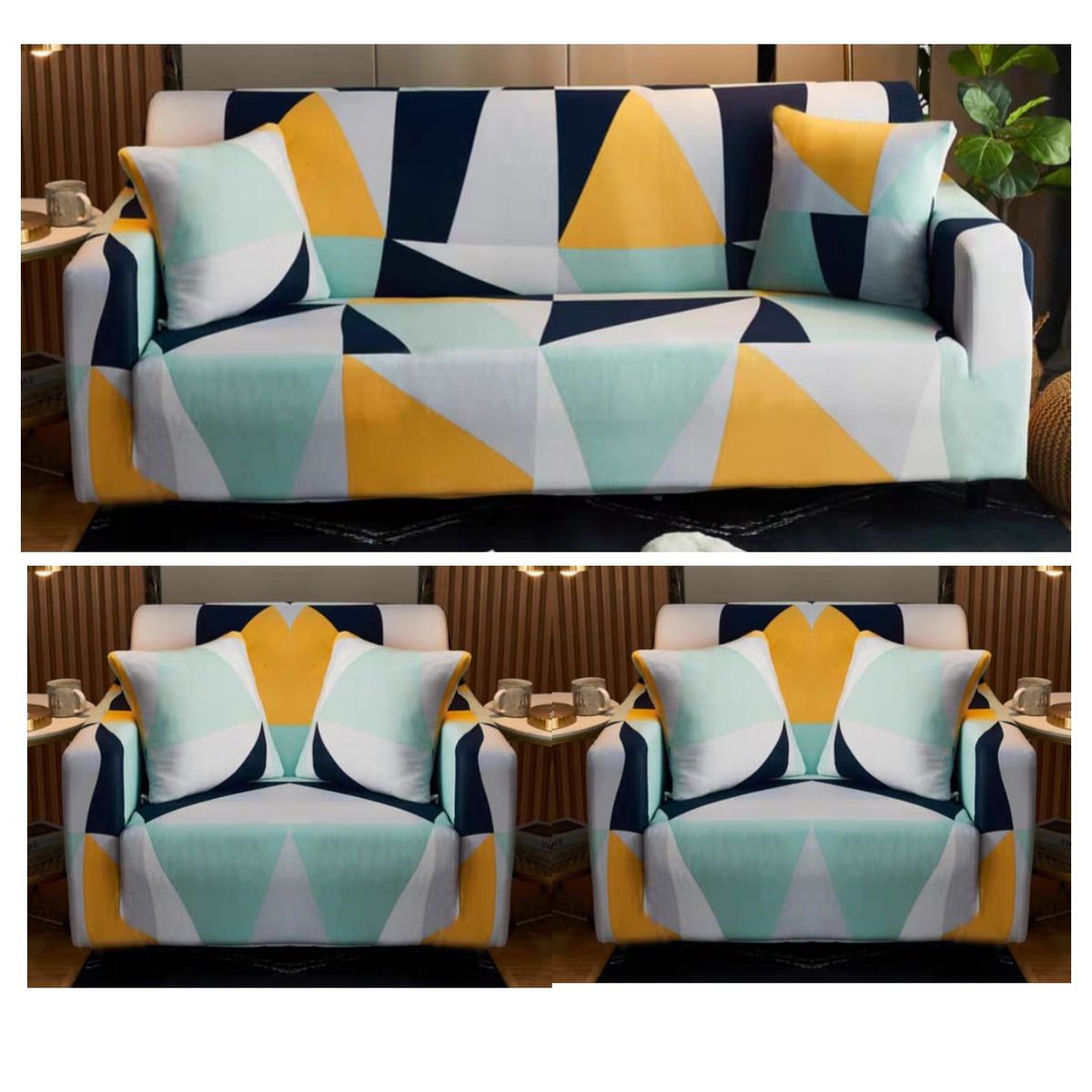 GENERICO - Juego De 3 Fundas Cubre Sillón, Tamaño 3+1+1 MULTICOLOR TF