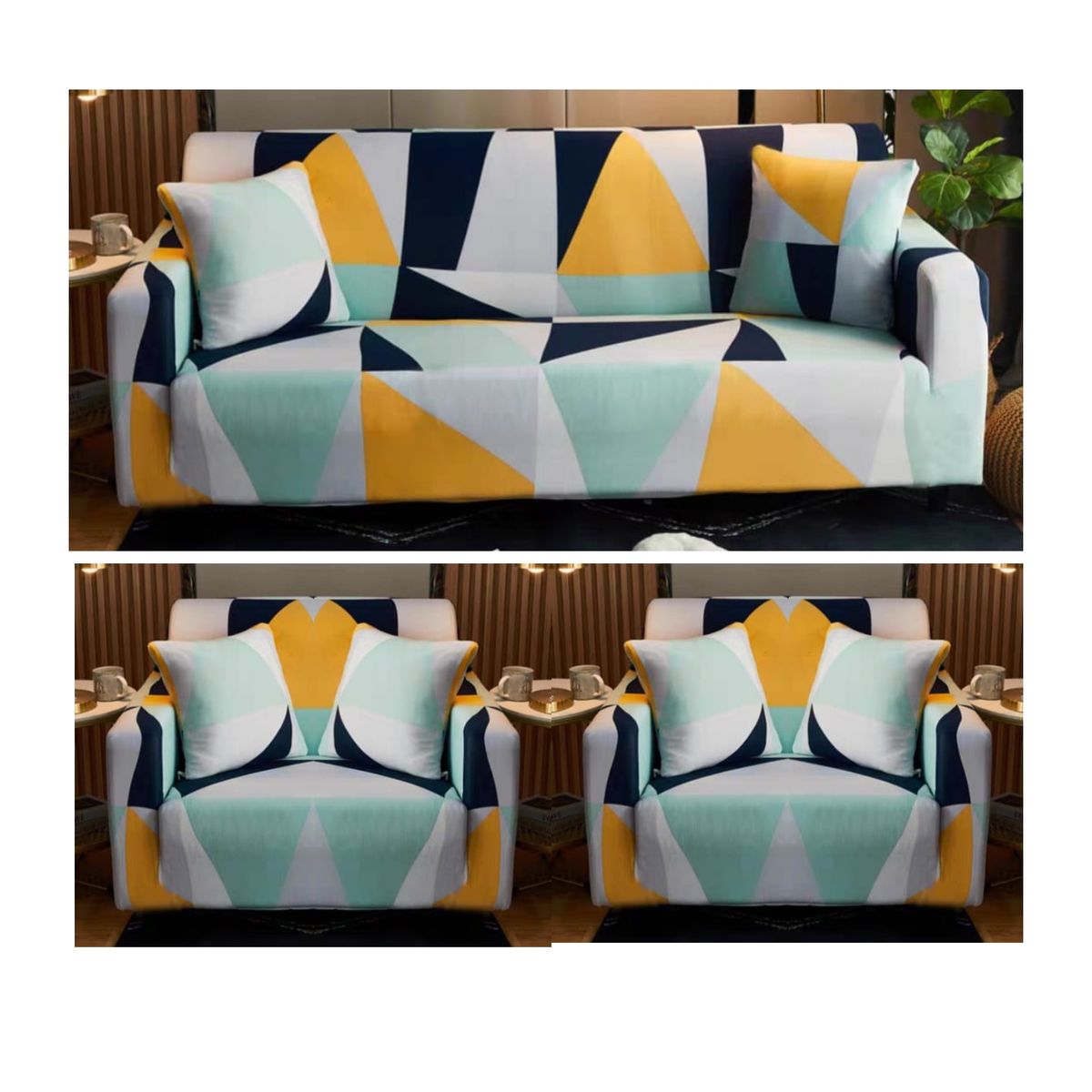 GENERICO - Juego De 3 Fundas Cubre Sillón, Tamaño 3+1+1 MULTICOLOR TF