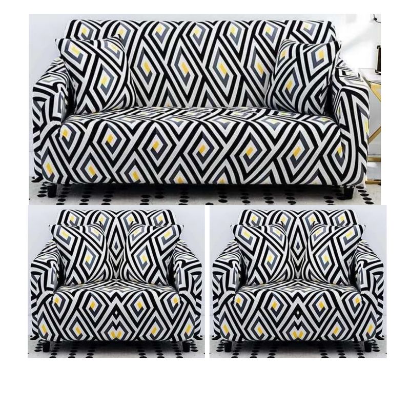 GENERICO - Juego De 3 Fundas Cubre Sillón, Tamaño 3+1+1 MULTICOLOR GEOMETRICO TF