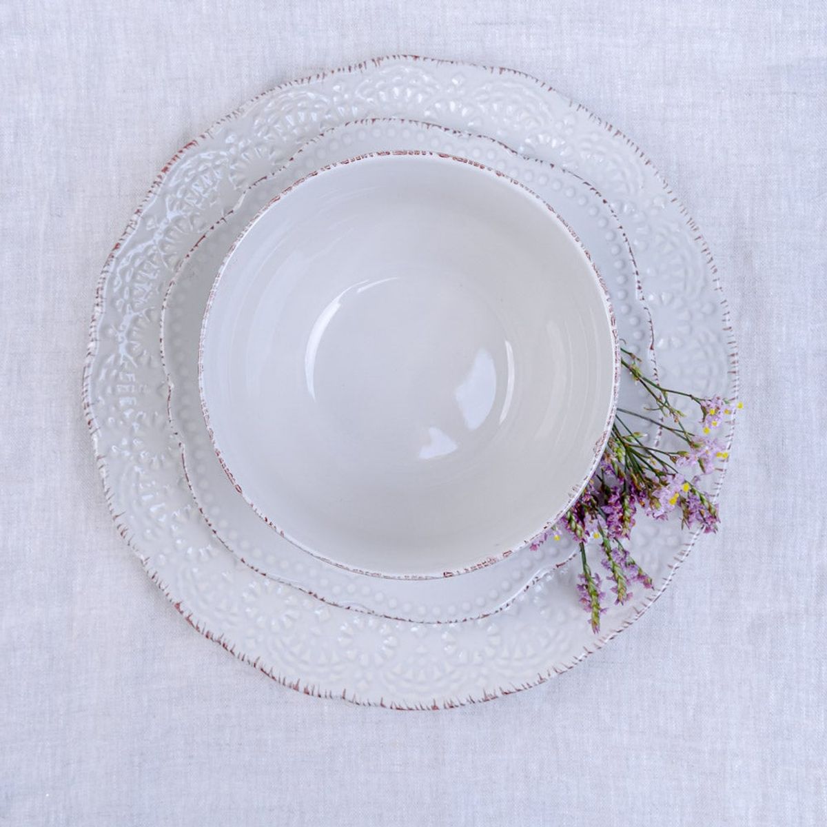 GENERICO - Bowl Flor Puntos Beige