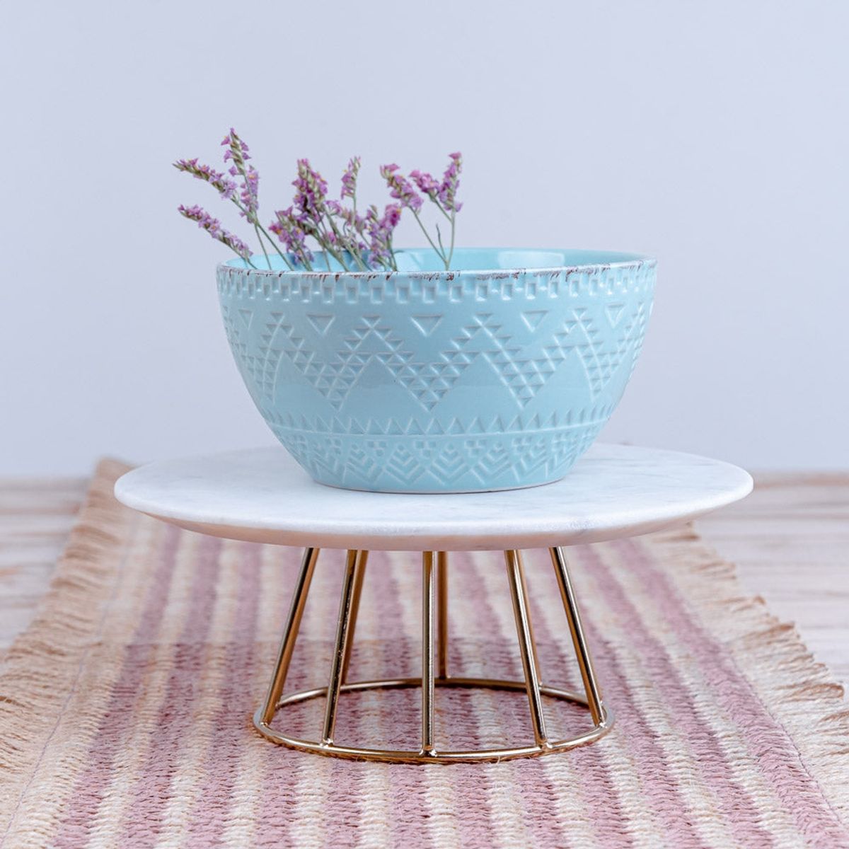 GENERICO - Bowl Flor Puntos Turquesa