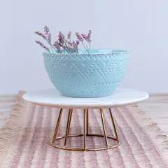 GENERICO - Bowl Flor Puntos Turquesa