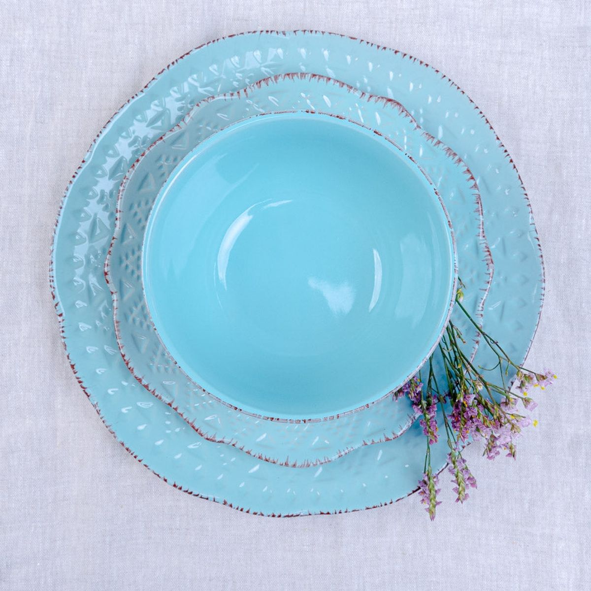 GENERICO - Bowl Flor Puntos Turquesa