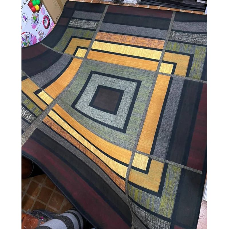 GENERICO - ALFOMBRA PARA LIVING 200X240 DISEÑO GEOMETRICO VERDE MULTICOLOR MARIA