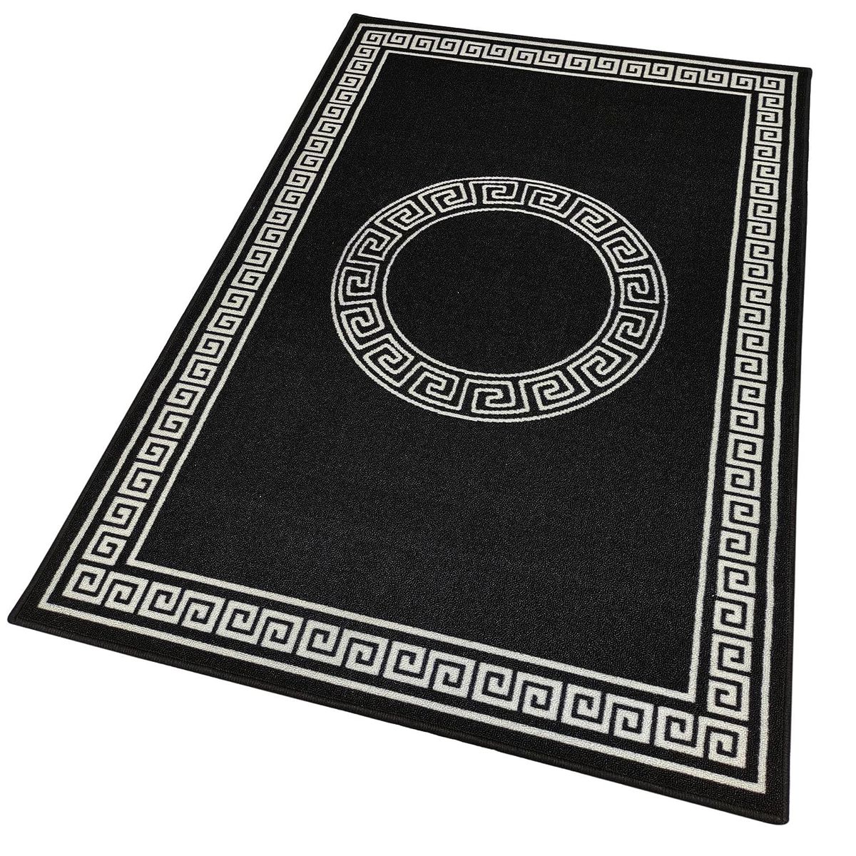GENERICO - ALFOMBRA PARA LIVING 200X240 DISEÑO NEGRA BORDES BLANCO MARIA