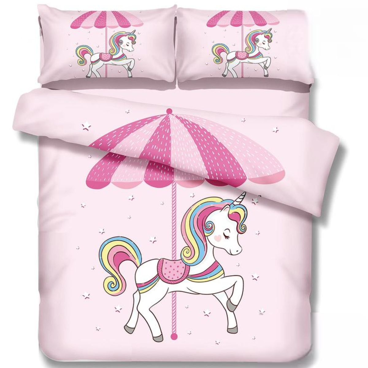 GENERICO - CUBRECAMA DE NIÑA 1.5 PLAZA QUILT  DISEÑO ROSA CABALLITO DIANA