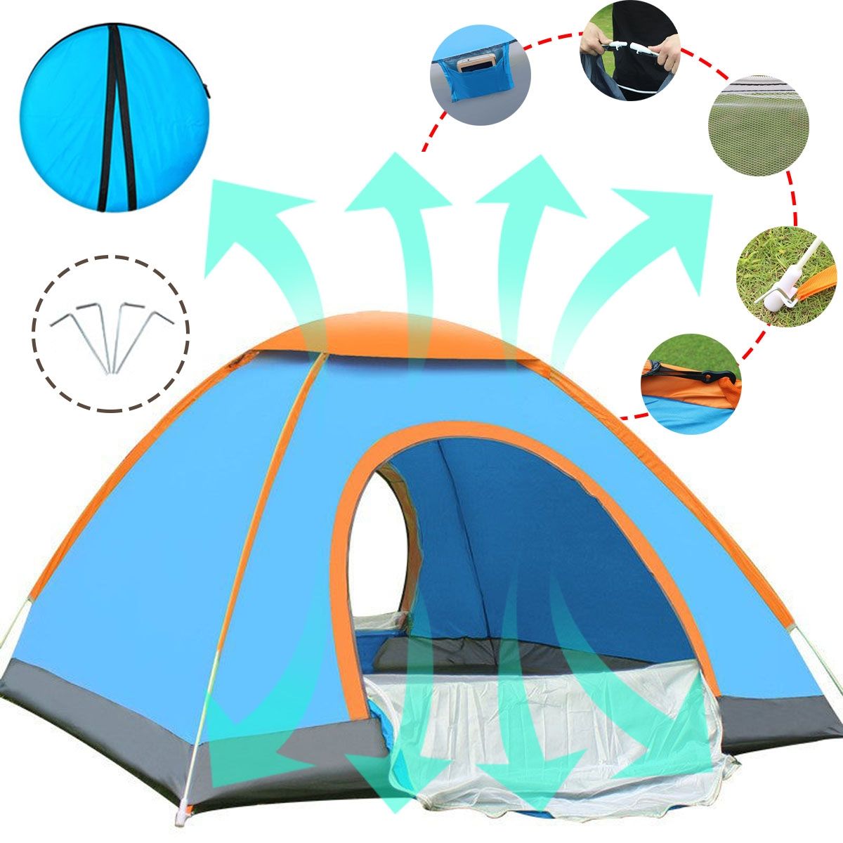 EDWINAYY - Carpa Paraviento Playa Adventure 2-3 Personas Filtro Uv 50