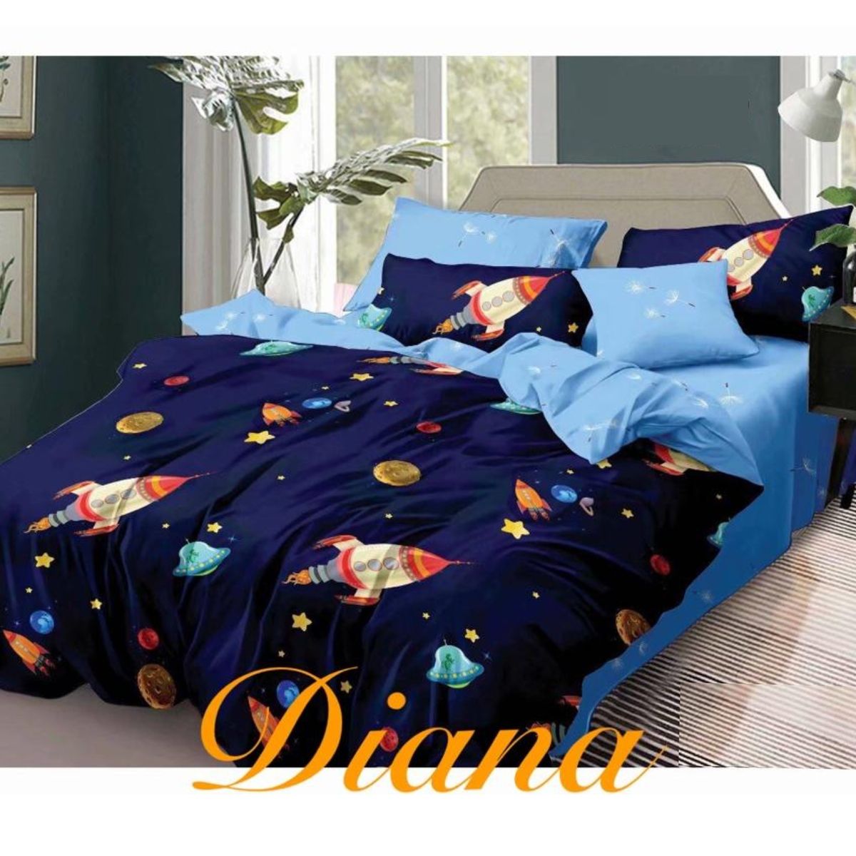 GENERICO - CUBRECAMA DE NIÑO 1.5 PLAZA QUILT AZUL COMETA DIANA