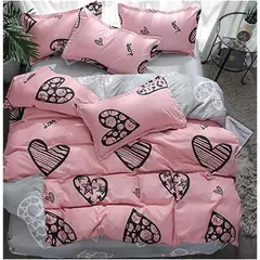 GENERICO - CUBRECAMA QUILT 2 PLAZAS ROSADO ESTAMADO DE CORAZON RAYADO DIANA