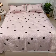 GENERICO - CUBRECAMA QUILT 2 PLAZAS ROSA ESTAMPADO DE PUNTO DIANA