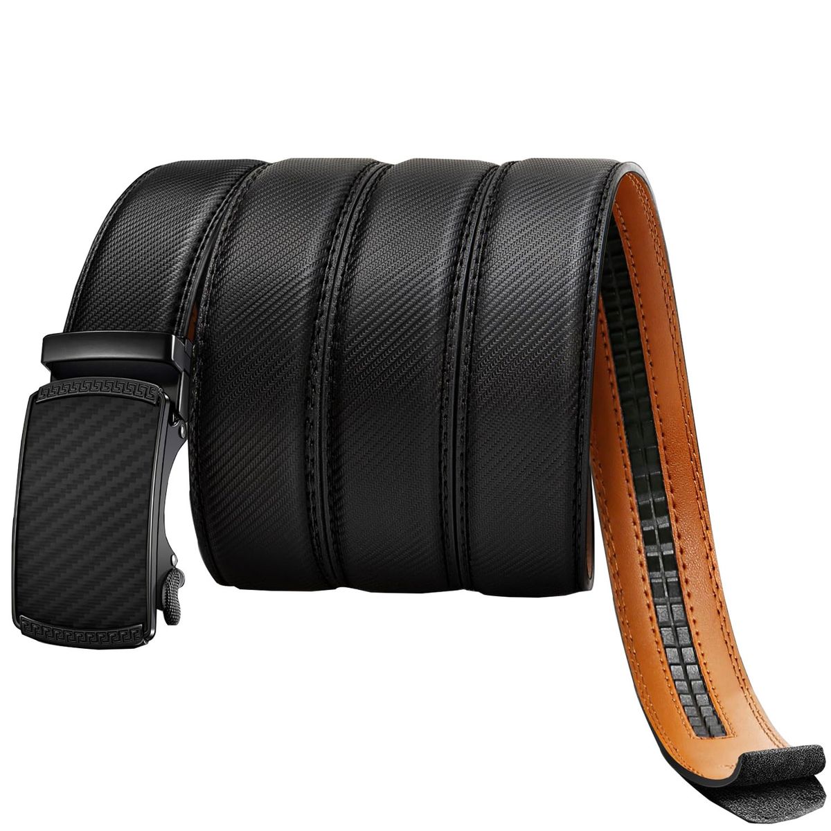 EVERSO - Cinturón De Cuero Alta Calidad Hombre Tamaño Ajustable Negro