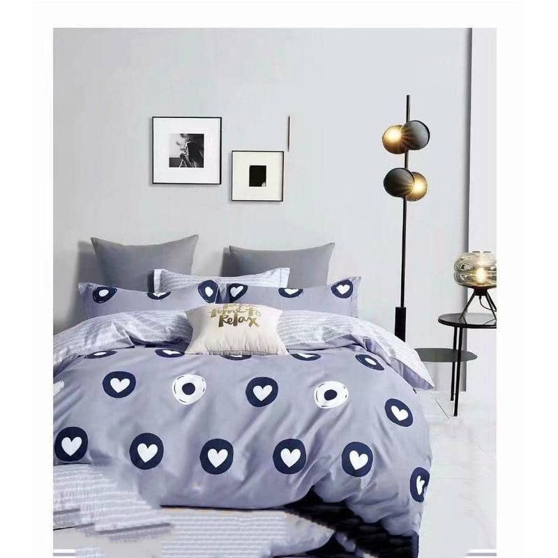 GENERICO - CUBRECAMA QUILT 2 PLAZAS LILA ESTAMPADO DE CORAZON  DIANA