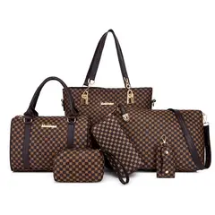 DANWEILE - Bolso de 6 piezas bolso de hombro para mujer Marrón