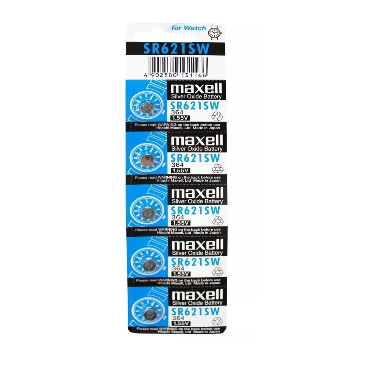 MAXELL - Pack 5 Pilas Maxell Botón Sr621sw Ag1 1.55V