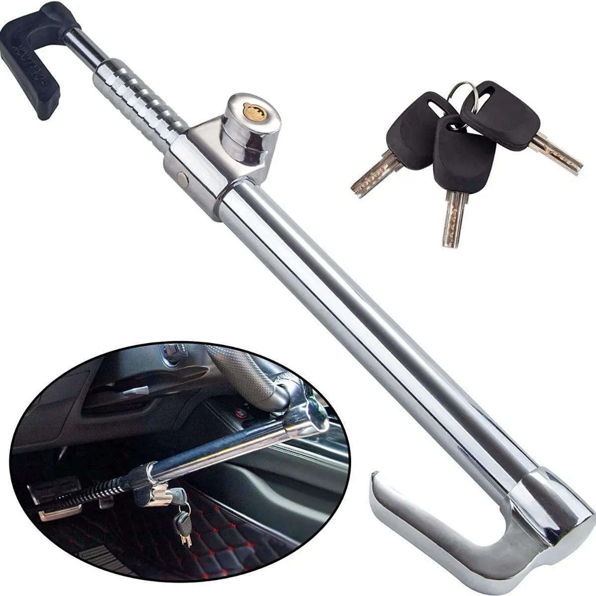 GENERICO - Traba Volante Y Pedal Antirrobo + Llave Cq-legend 2003 Metal