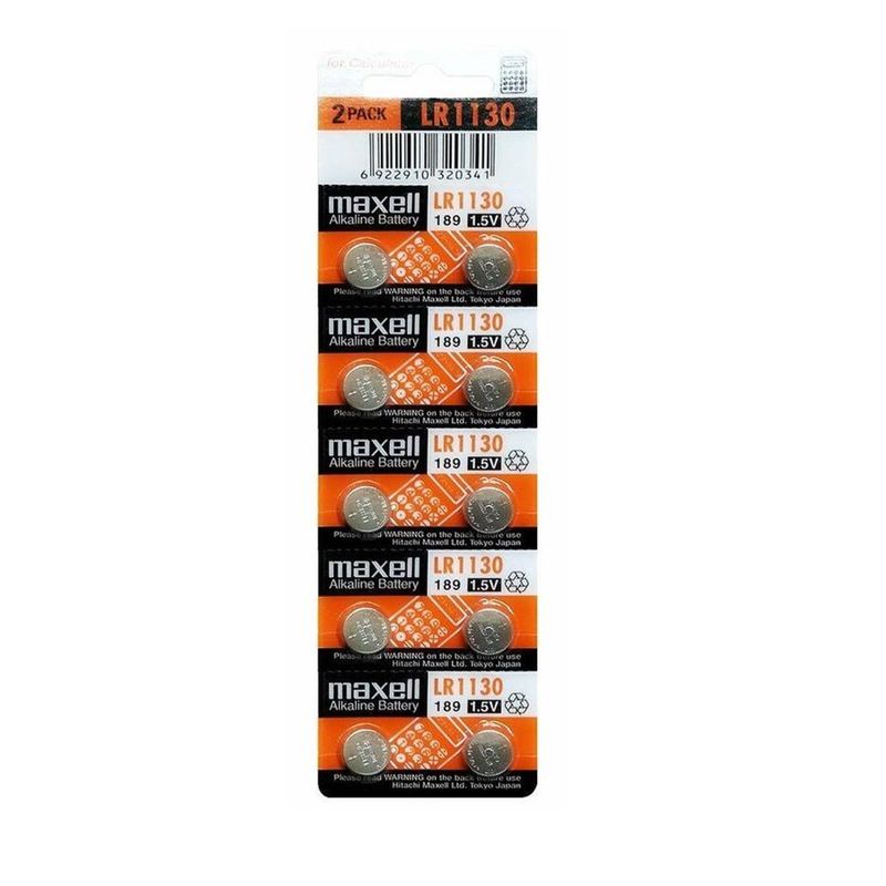 MAXELL - Pack 10 Pilas Maxell Botón Lr1130 AG10 1.5V