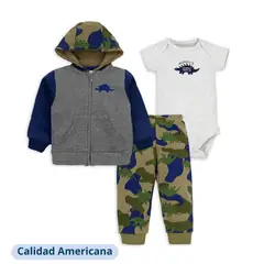 TEDMIMAK - Conjunto Bebe Niño Pack 3 Piezas Manga Corta Militar