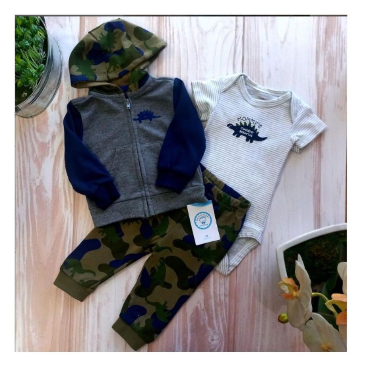 TEDMIMAK - Conjunto Bebe Niño Pack 3 Piezas Manga Corta Tedmimak Militar