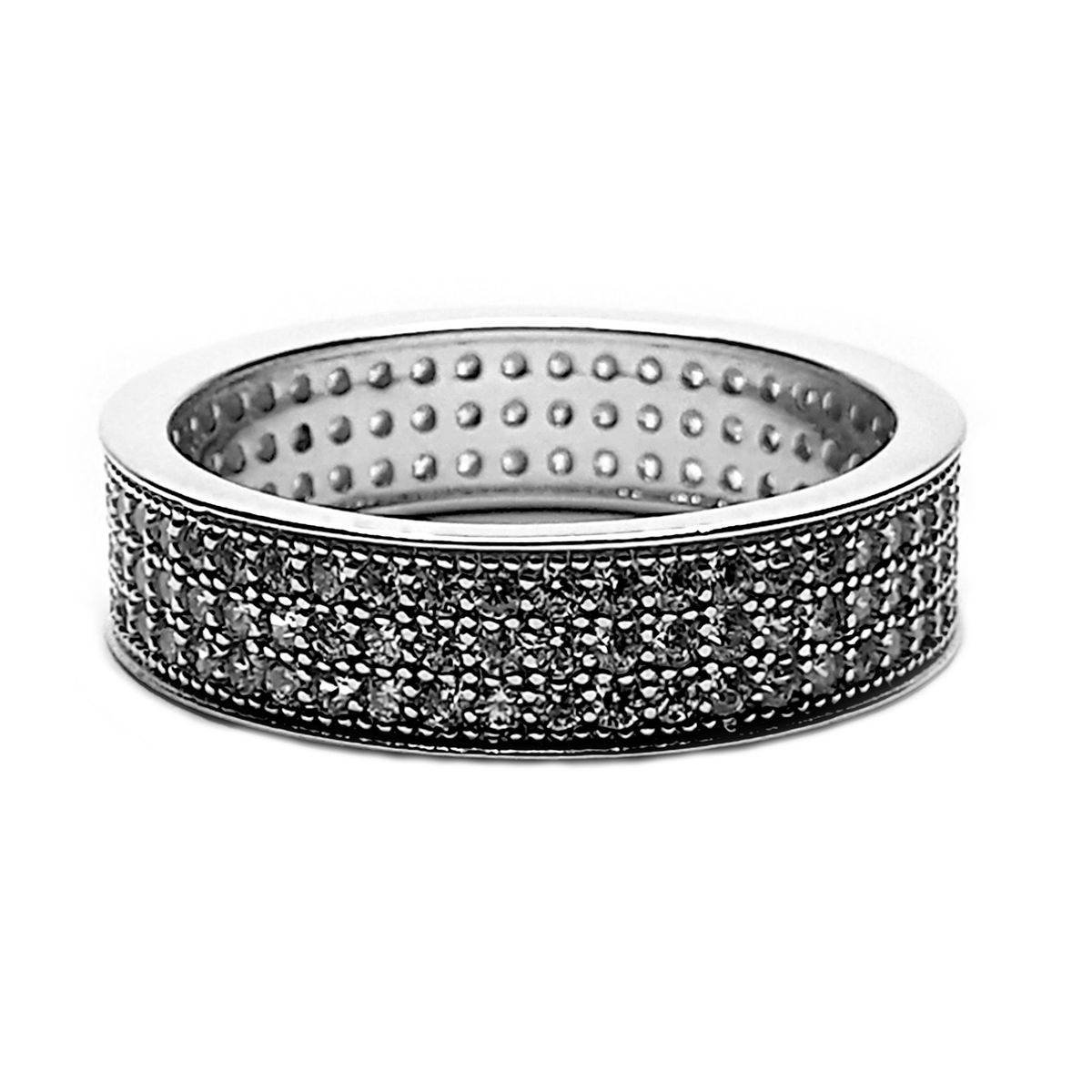 COGGIOLA - Anillo Circón Cintillo Plata Fina 925