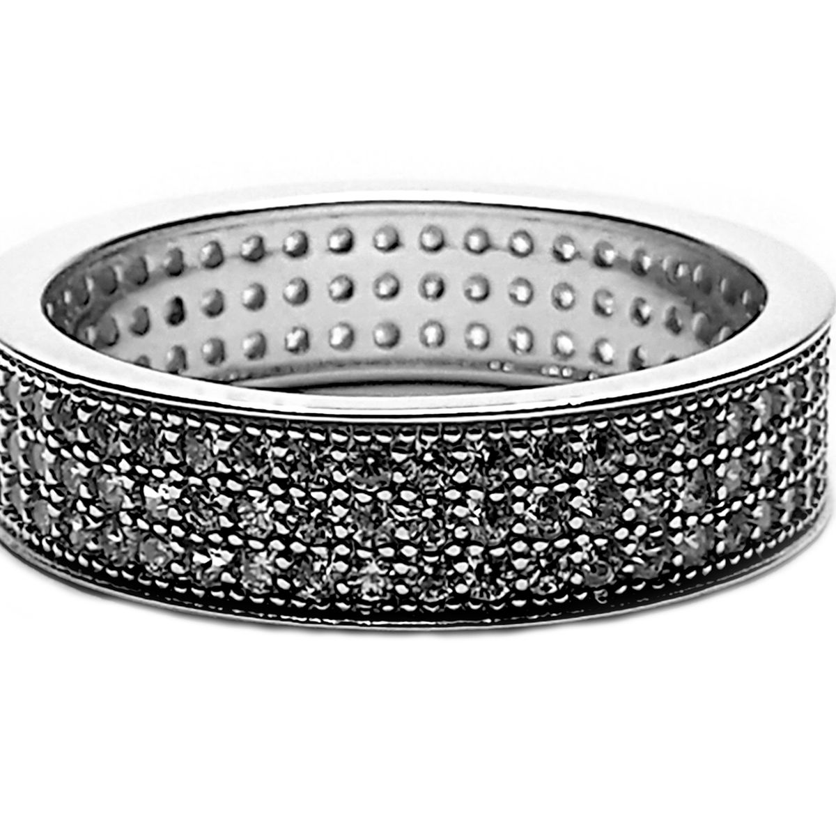 COGGIOLA - Anillo Circón Cintillo Plata Fina 925