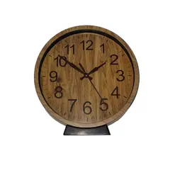 MOGA - Reloj pared mural mesa retro pvc 18cm con base cafe claro