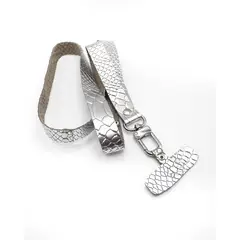 JARDIN DEL ESTE - Lanyard Strap cuero Plateado