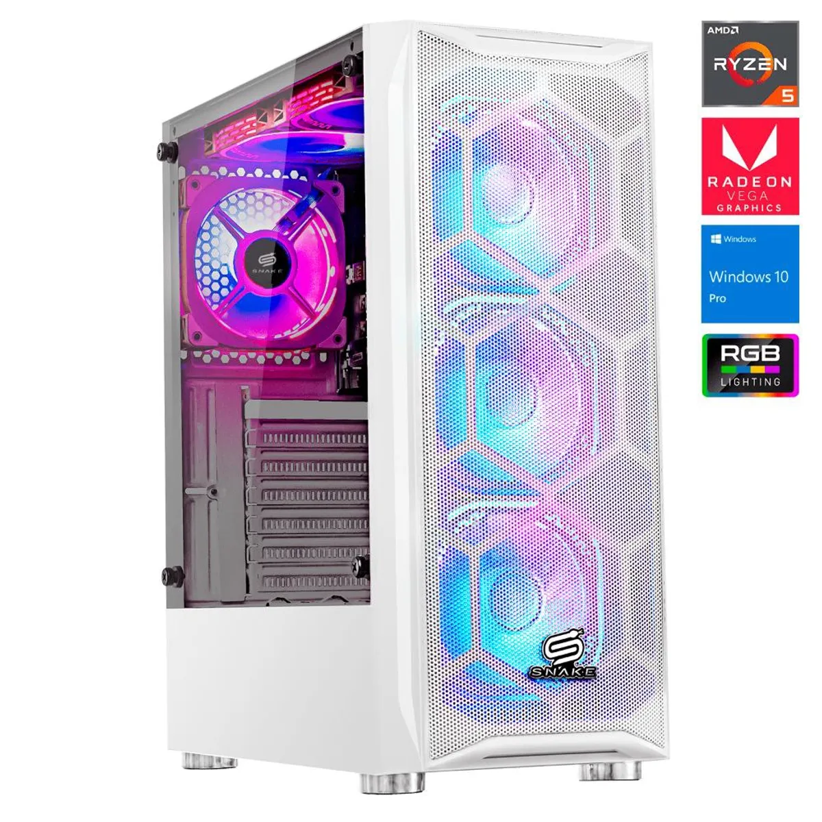 SNAKE GAMER - Pc Gamer Blanca V0 AMD Ryzen 3200G, SSD 256GB, RAM 16 GB SNAKE GAMER