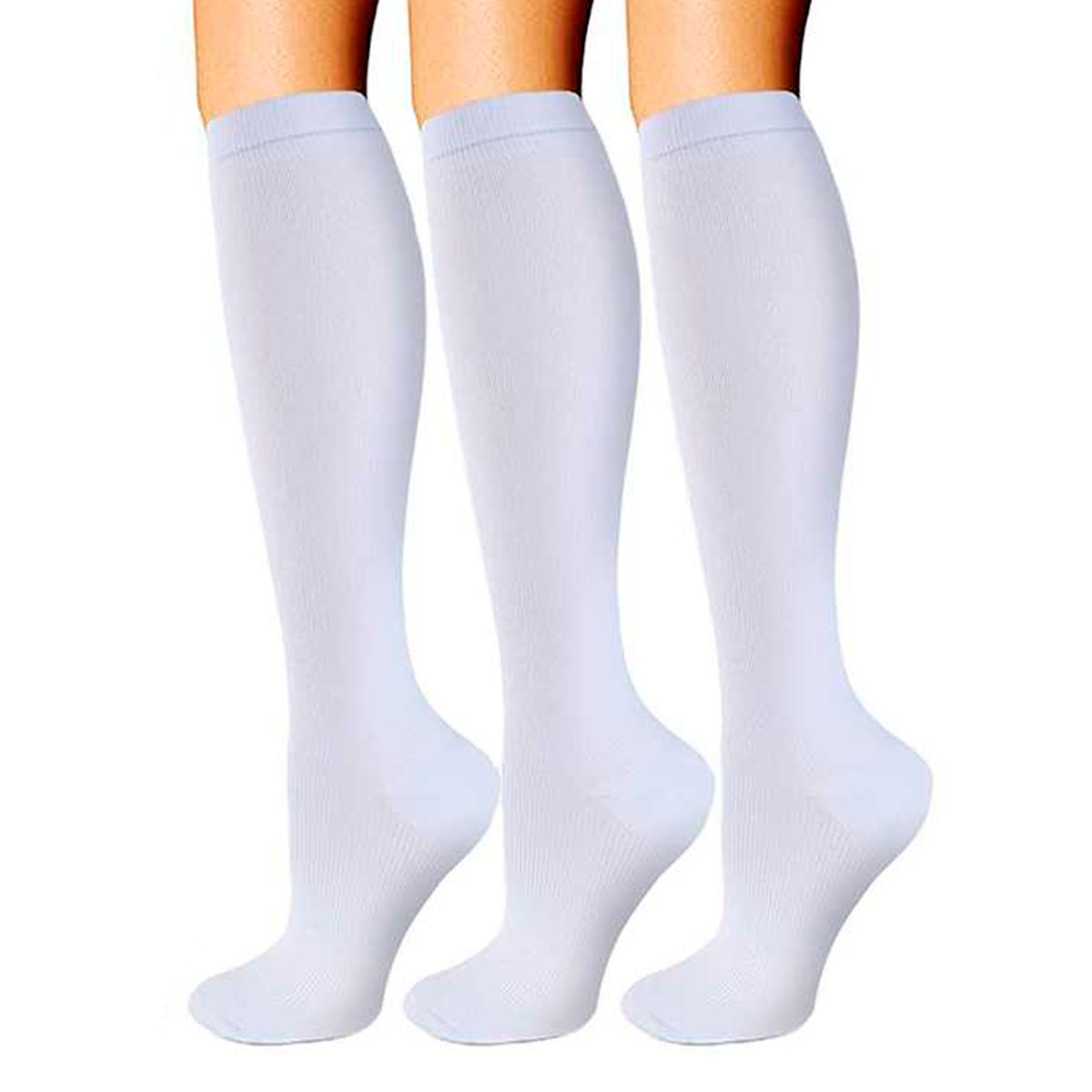 ONEDER - Calcetines Media Compresión Anti-varices Pack 3 Blancas L/XL