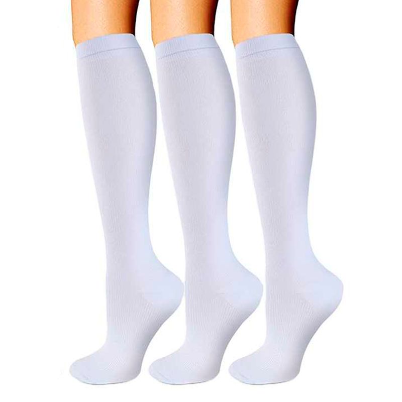 GENERICO - Calcetines Media Compresión Anti-varices Pack 3 Blancas L/XL