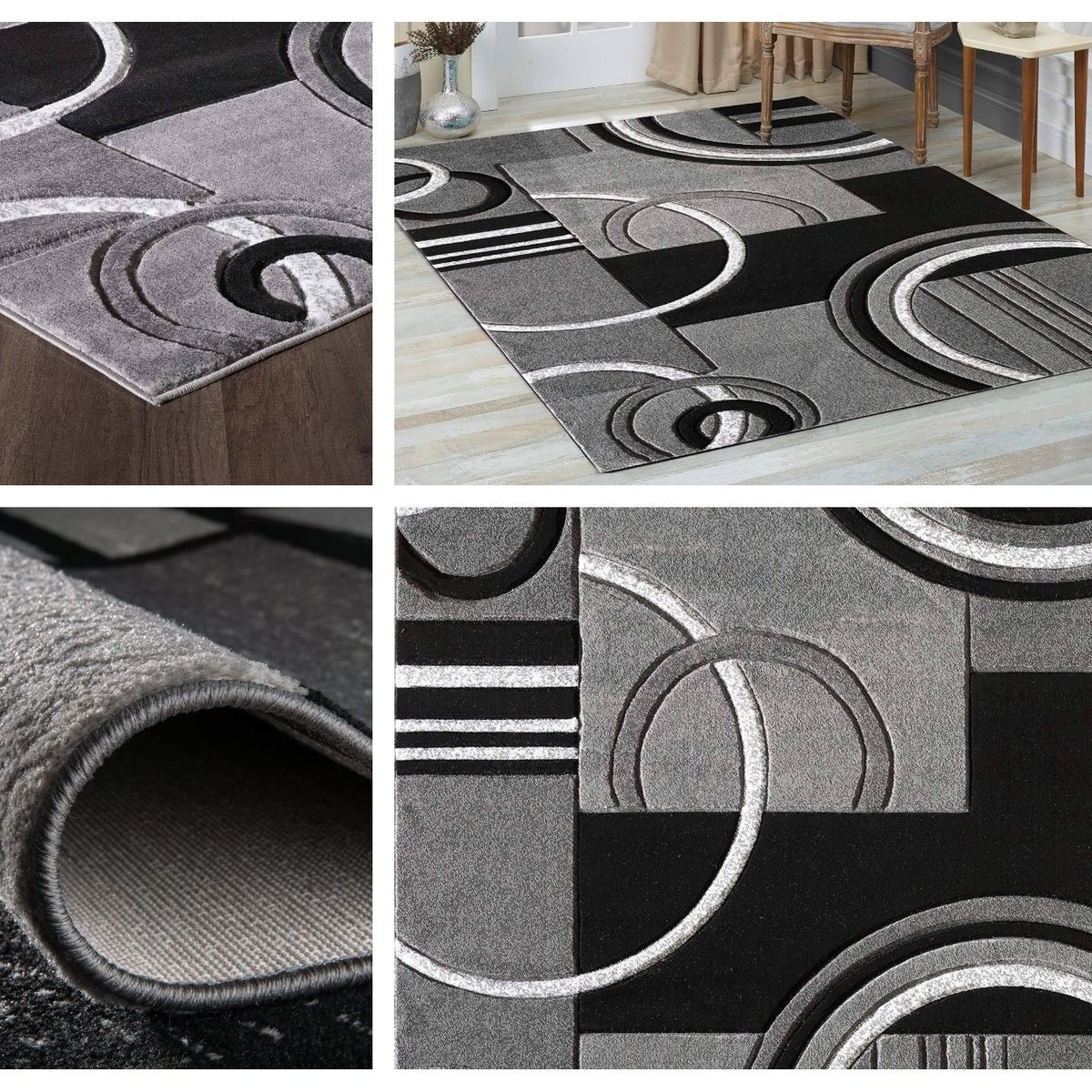 GENERICO - ALFOMBRA PARA LIVING 200X240 DELGADA GRIS DISEÑO NEUTRO MARIA