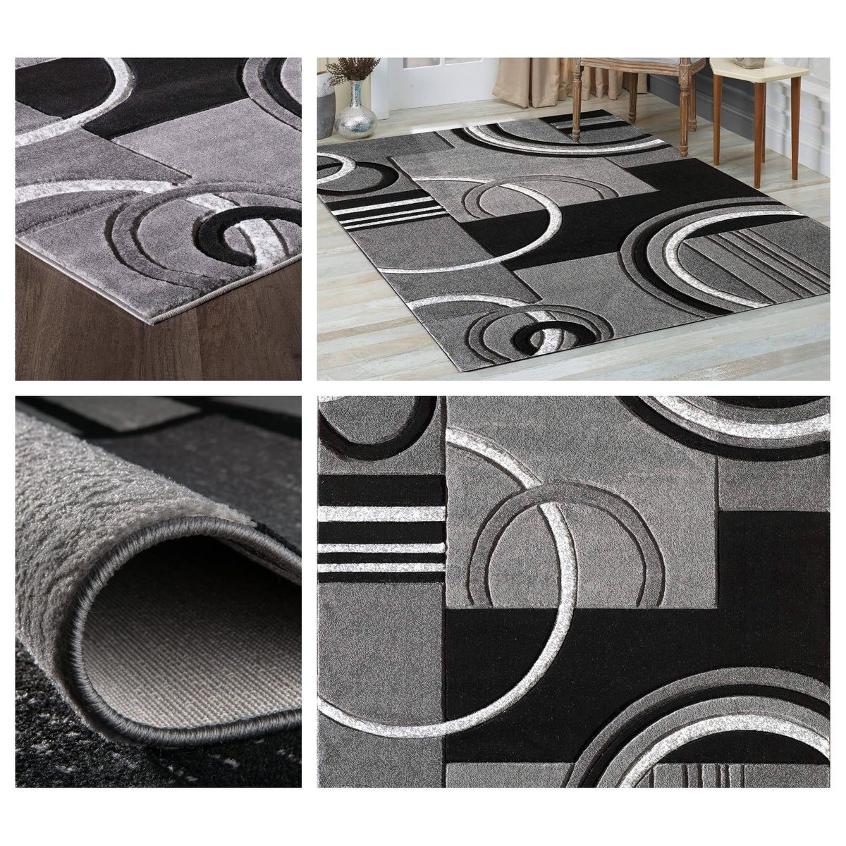 GENERICO - ALFOMBRA PARA LIVING 200X240 DELGADA GRIS DISEÑO NEUTRO MARIA