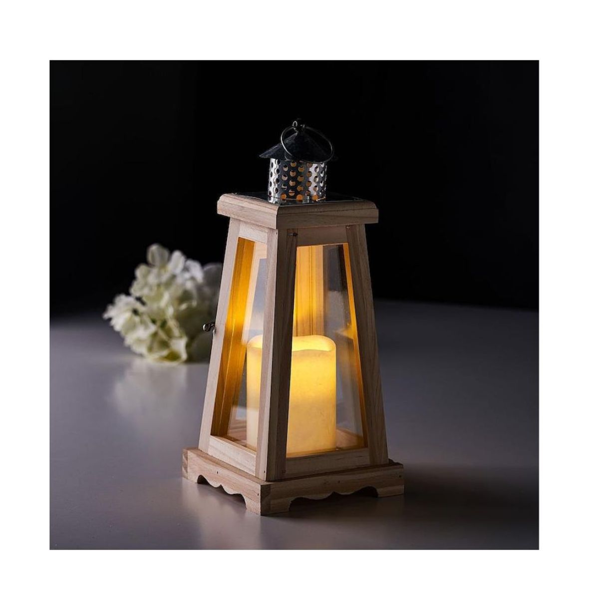 GENERICO - Candelero De Madera Tipo Farol