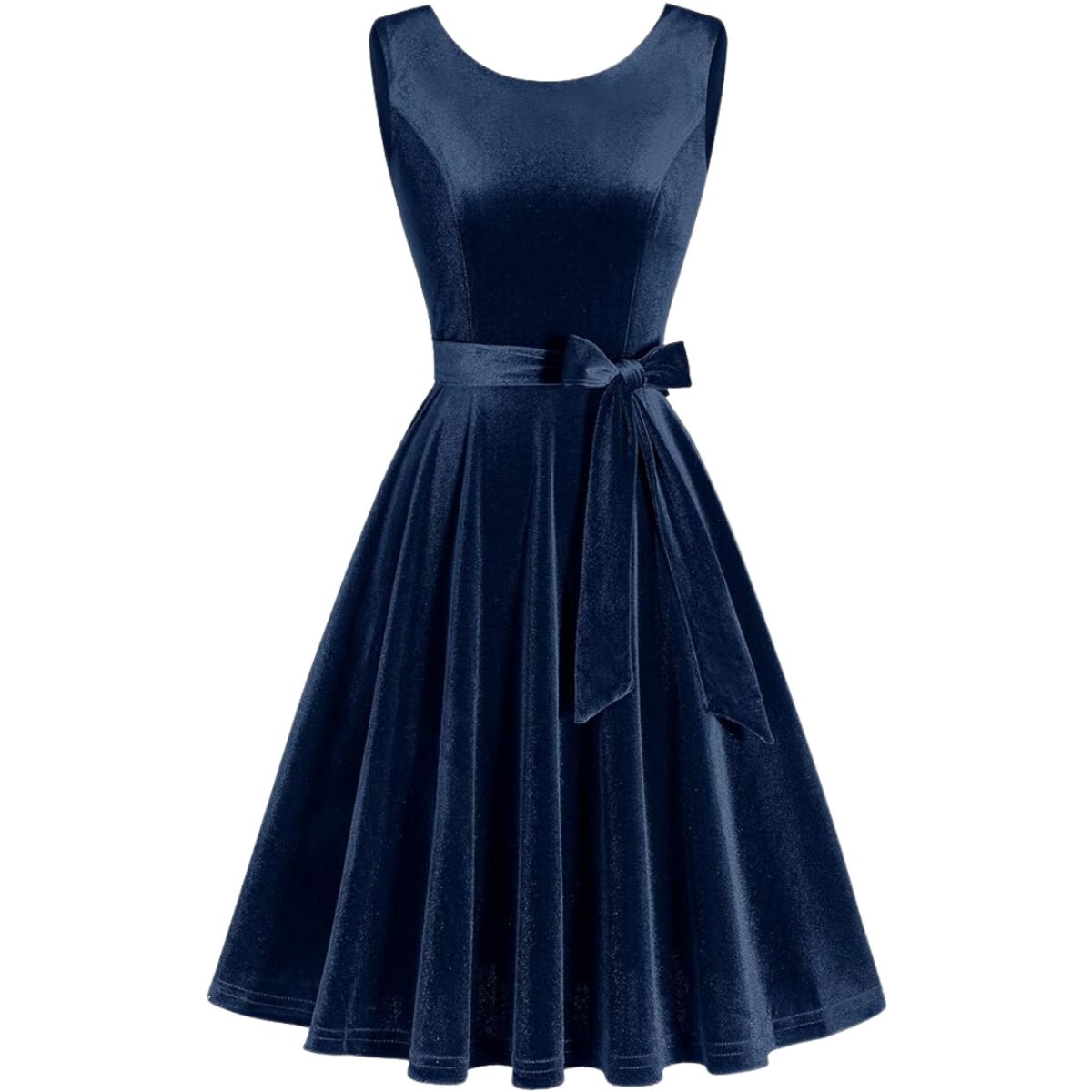 GENERICO - VESTIDO ACAMPANADO DE GAMUZA  SIN MANGAS IDEAL PARA FIESTA