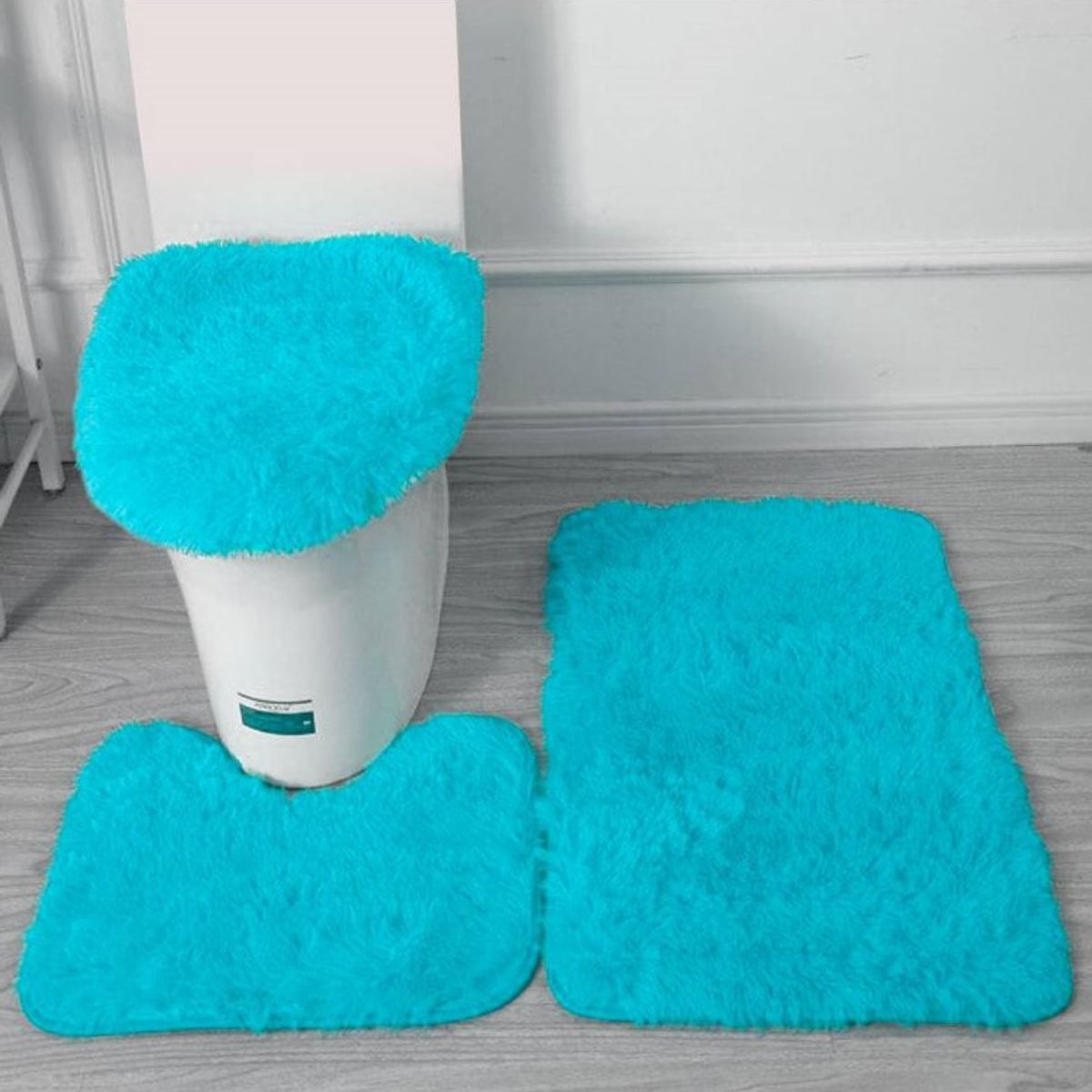 GENERICO - Set De Baño 3 Piezas Alfombras Peludas Antideslizante